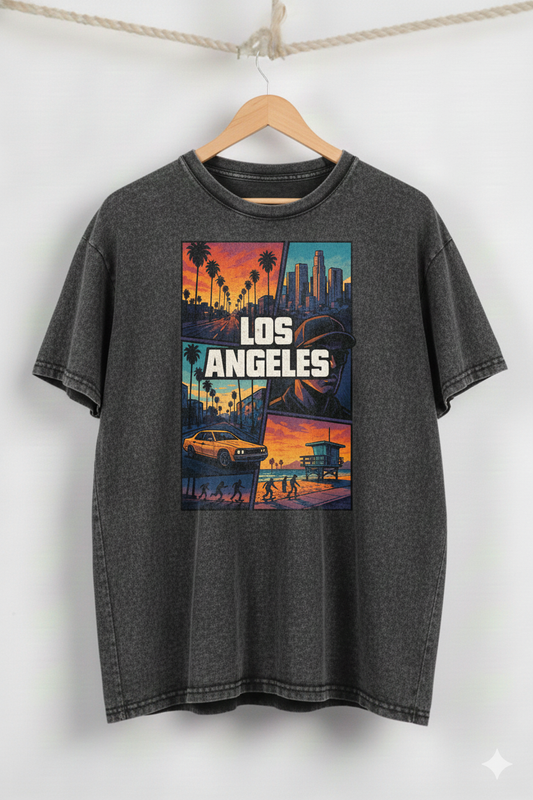 Oversize Washed T-Shirt LA  LOS ANGELES