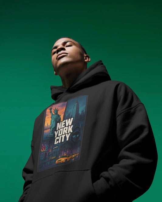 Oversize Hoodie Ohne Kordel NEW YORK [front print]