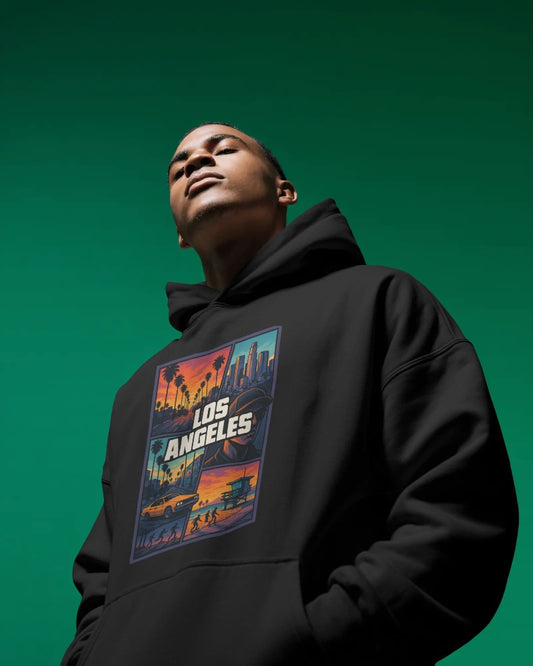 Oversized Hoodie Without Drawstring LA LOS ANGELES