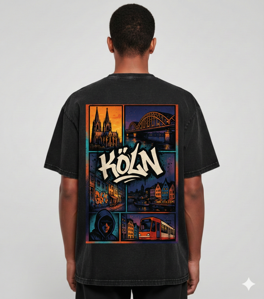 Oversize washed T-shirt cologne backprint