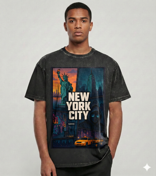 Oversize Washed T-Shirt NEW YORK